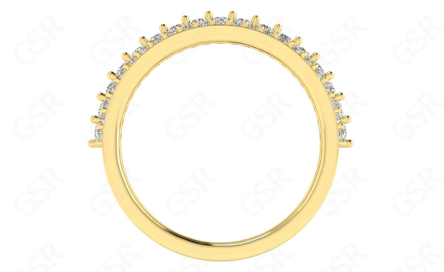 Radiant Love: Moissanite Anniversary Ring in Silver and Gold, a Half Eternity Band with Round Brilliant Cut Moissanite Stones, Perfect for Stacking