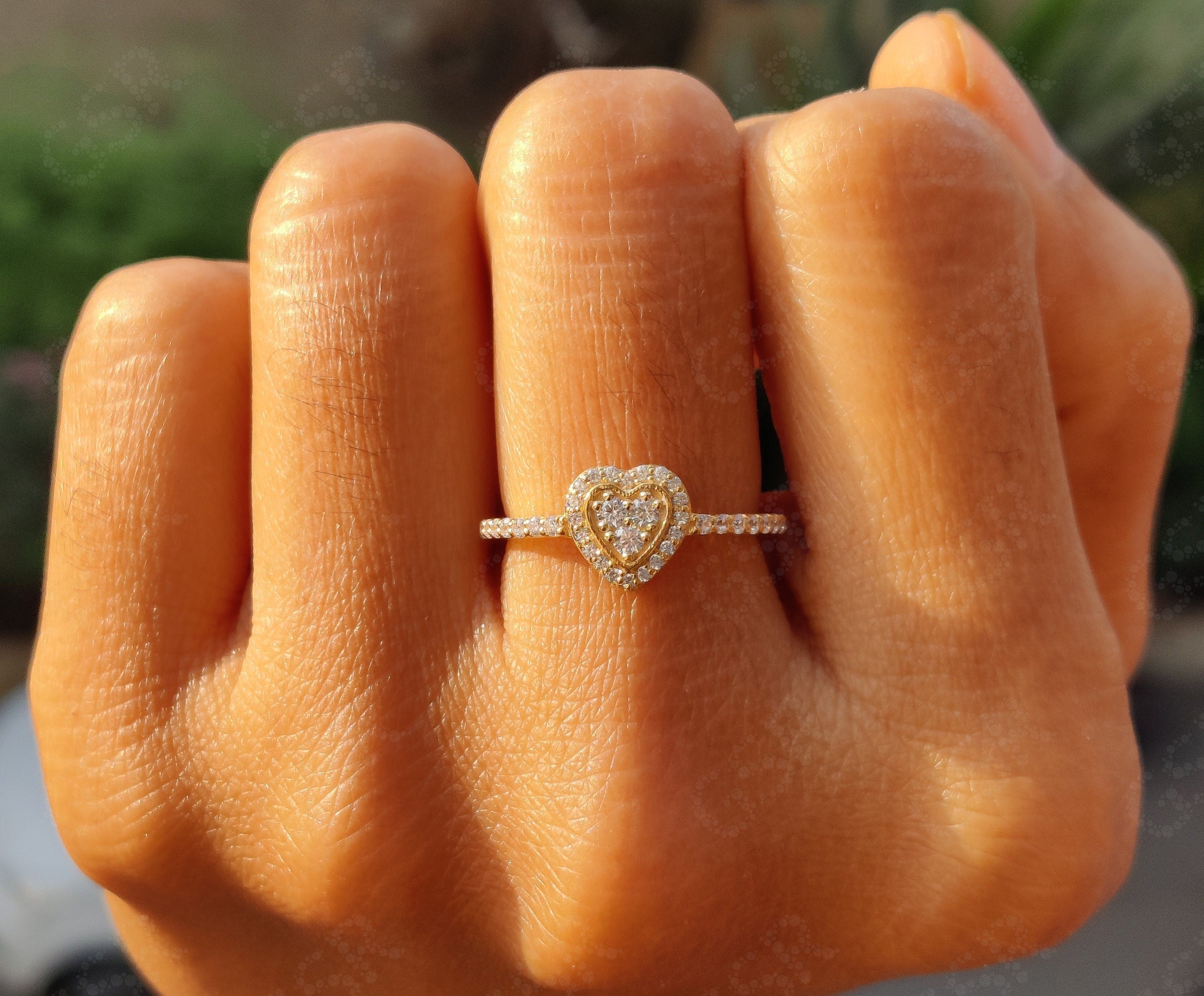 Captivating Love: Heart-Shape Moissanite Ring in Silver and Gold, the Perfect Stackable Ring for a Romantic Statement