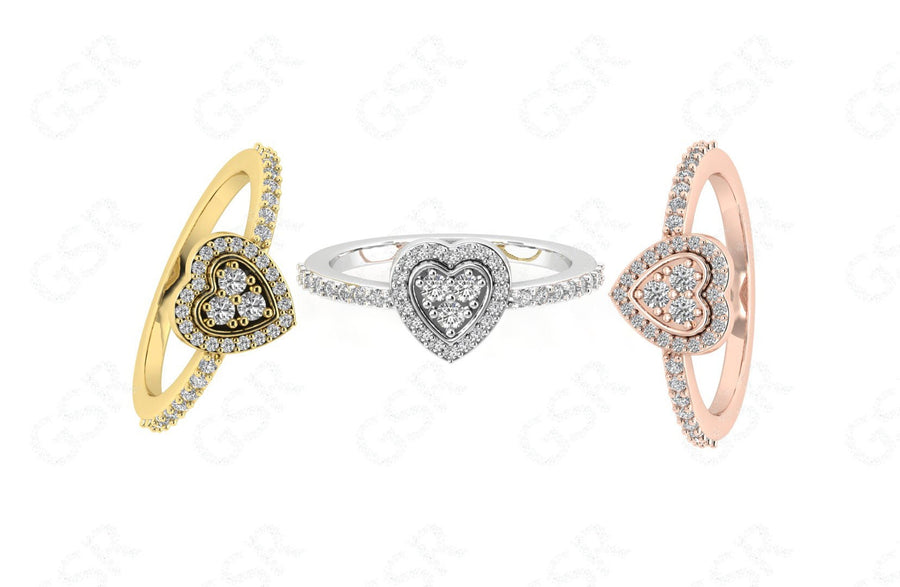 Captivating Love: Heart-Shape Moissanite Ring in Silver and Gold, the Perfect Stackable Ring for a Romantic Statement