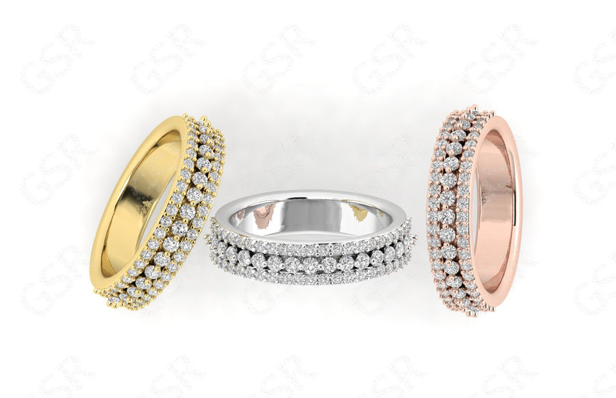 Radiant Love: Moissanite Anniversary Ring in Silver and Gold, a Half Eternity Band with Round Brilliant Cut Moissanite Stones, Perfect for Stacking