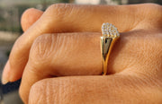 Heartfelt Beauty: Silver and Gold Heart-Shape Moissanite Ring - A Unique Stackable 14k Gold Ring for Women, Perfect for Valentine's Day