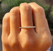 Elegant Line Horizontal Bar Ring - Silver and Solid Gold Moissanite Beauty - Unique Minimal Jewelry, a Dainty Minimalist Stackable Ring