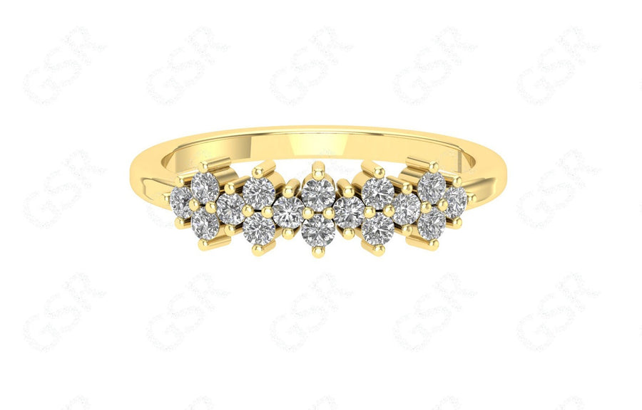 Cluster Stackable Moissanite Ring - Dainty Anniversary Band in Silver and Gold