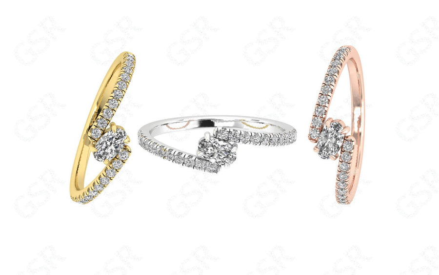 Timeless Elegance: Oval Moissanite Ring in Silver and Gold – The Perfect Cross Over Stacking Ring for a Minimalist and Dainty Women's Engagement Ring