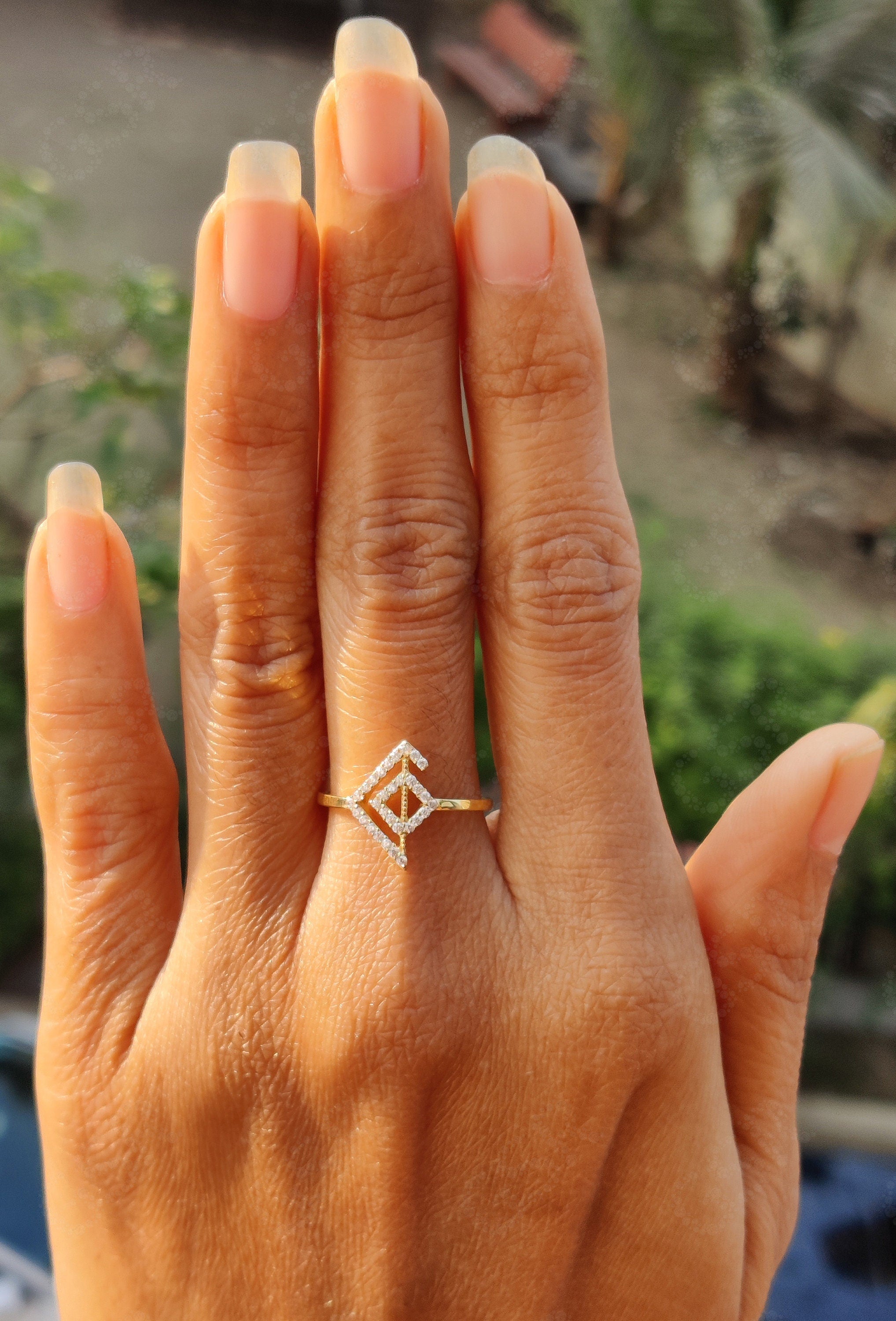 Express Your Love with Viking Rune Symbols: A Unique Silver and Gold Moissanite Ring, Perfect for Stackable Minimalist Rings