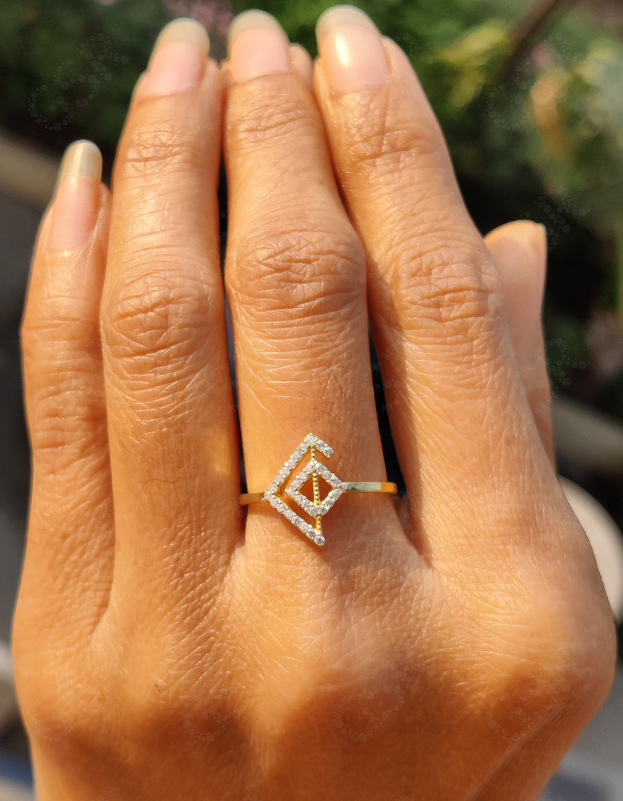 Express Your Love with Viking Rune Symbols: A Unique Silver and Gold Moissanite Ring, Perfect for Stackable Minimalist Rings