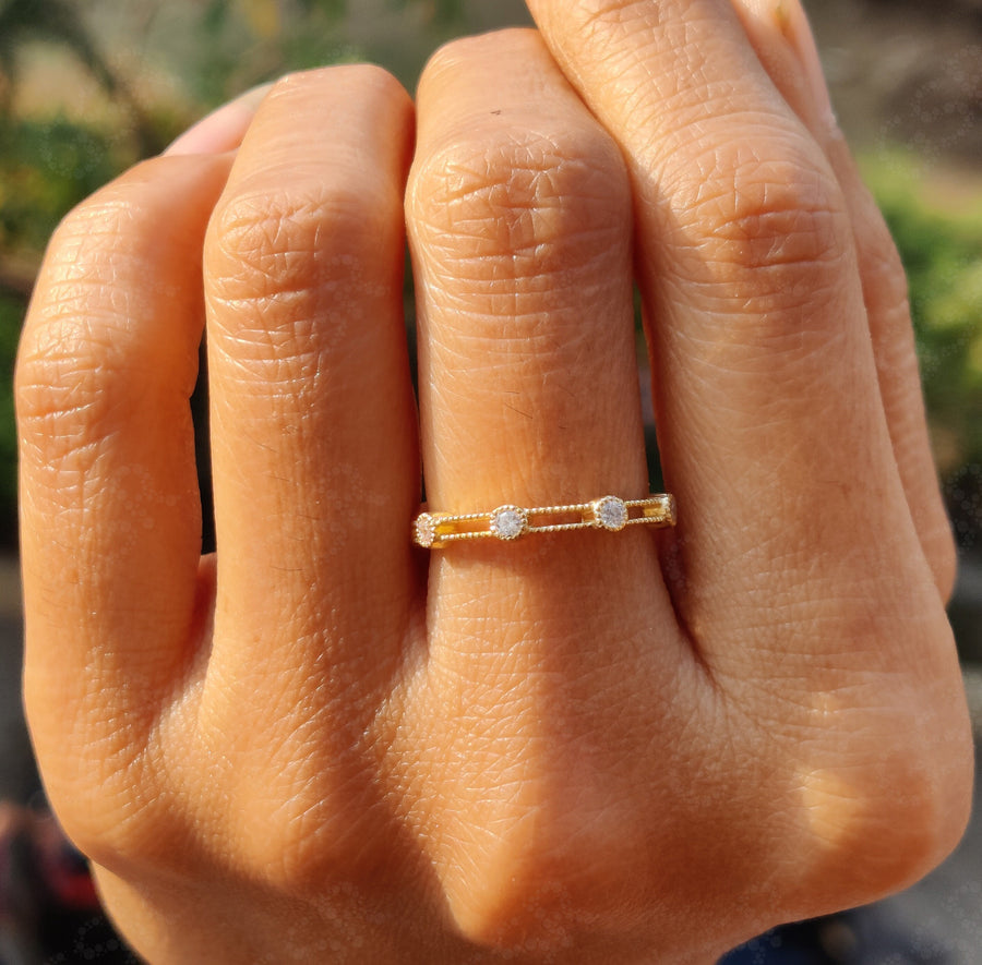 Elegance Unveiled: Silver and Gold Vintage Stacking Ring, the Epitome of Stackable Dainty Rings, a Moissanite Promise Ring of Unique Minimalist Design or an Art Deco Wedding Band