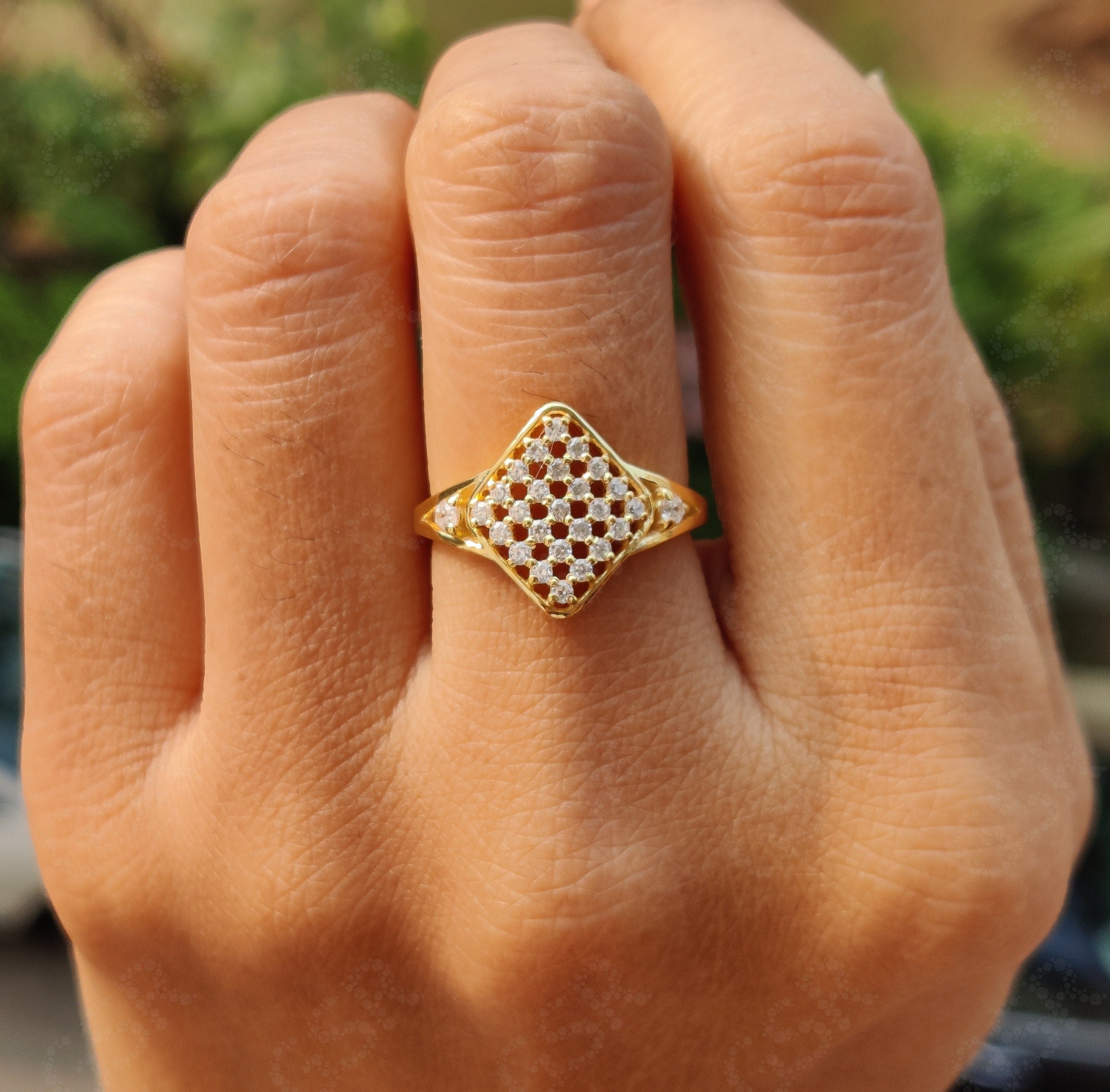 Contemporary Moissanite Gold Stackable Ring - Silver and Gold Stacking Delicate Ring - Versatile Fine Jewelry for Promise or Anniversary