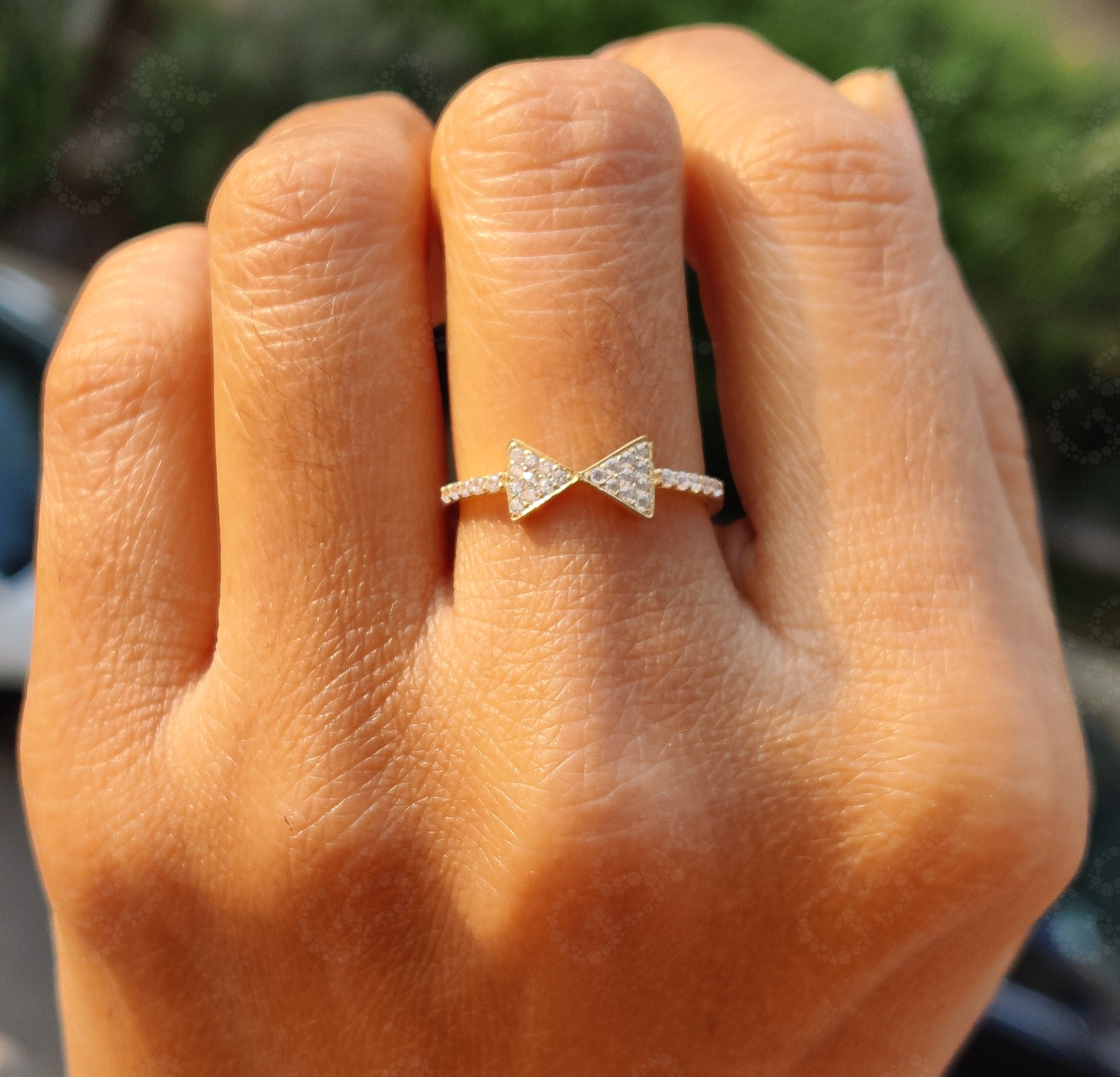 Elevate Your Style with a Gold Arrow Ring: A Silver and Solid Gold Moissanite Stackable Ring, a Geometric and Dainty Minimalist Promise Ring for Women