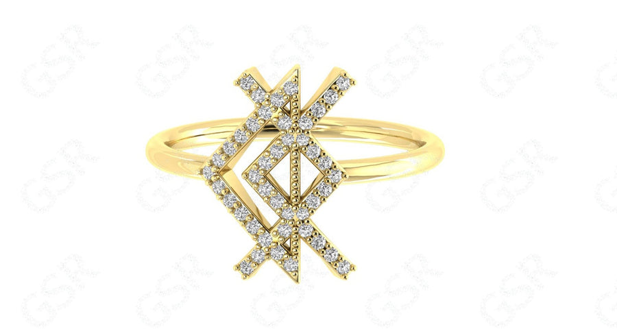 Viking Rune Love Ring - Silver and Gold Moissanite Stackable Beauty - Dainty Minimalist Ring with a Unique Twist