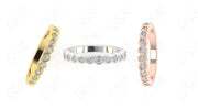 Timeless Brilliance: 2mm Round Bezel Moissanite Wedding Band in Silver and Gold - A Stunning Half Eternity Stacking Ring
