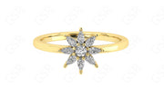 Radiant Sunburst: Silver and Gold Starburst Floral Moissanite Stackable Ring - Nature-Inspired Women's Wedding Ring, Simple Dainty Ring