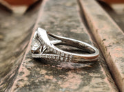 Moissanite Engagement Ring, Split Shank Anniversary Ring, Round Moissanite, Sterling Silver, Evil Eye Moissanite Ring, Ring For Women,