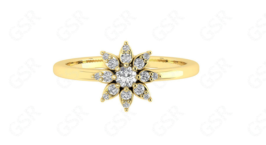 Radiant Sunburst Moissanite Ring in 14k Gold - Nature-Inspired Women's Wedding Band, Promise, and Anniversary Ring