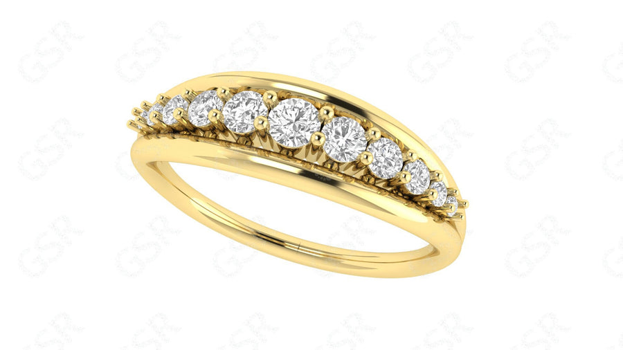 Elegant Brilliance: Graduated Round Moissanite Anniversary Ring in Silver and Gold