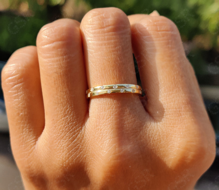 Radiant Zig Zag Moissanite Eternity Ring in Silver and Gold – A Unique Symbol of Love and Timelessness