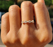 Elegant Stacking Ring - Marquise & Round Moissanite Band