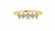 Multi Stone Moissanite Ring - Dainty Stacking Gold and Silver Band