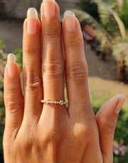 Minimal Moissanite Ring - Dainty Stacking Silver and Gold Band