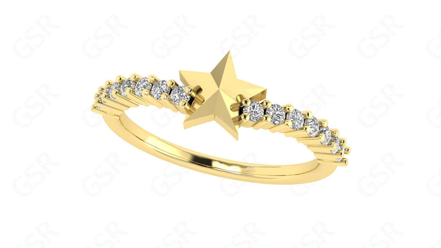 Unique Dainty Star Stackable Ring - Moissanite Minimalist Silver and Gold Stacking Ring - Star Wedding Ring