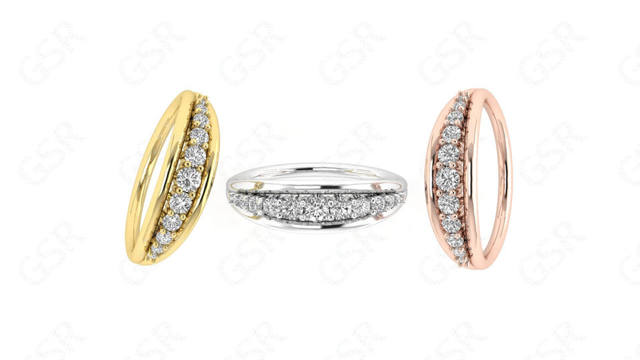 Elegant Brilliance: Graduated Round Moissanite Anniversary Ring in Silver and Gold