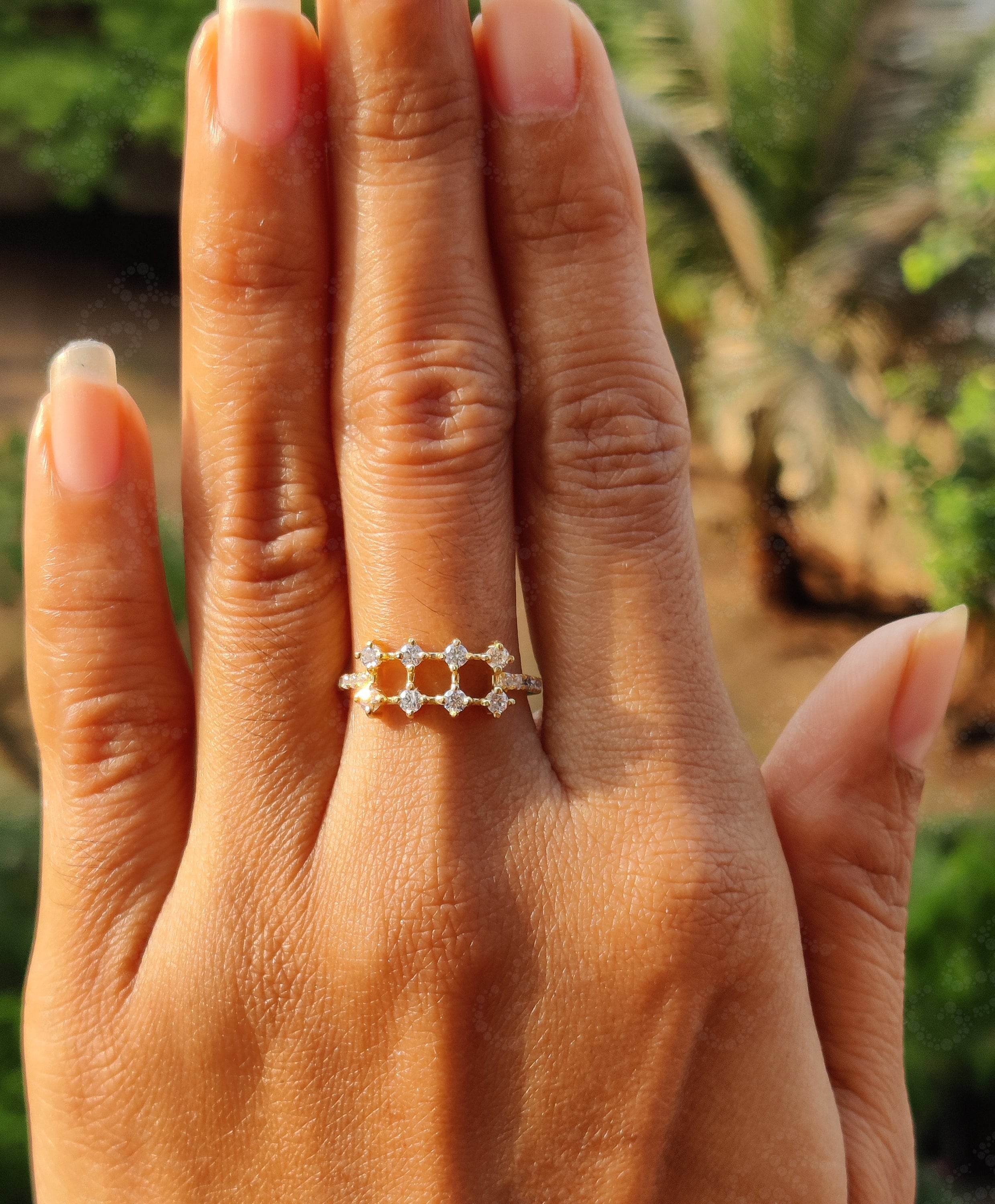 Elegant Unique Dainty Gold Minimal Ring - Silver and Gold Stackable Beauty - Moissanite Stacking Ring, a Perfect Anniversary Gift and Promise Minimalist Ring