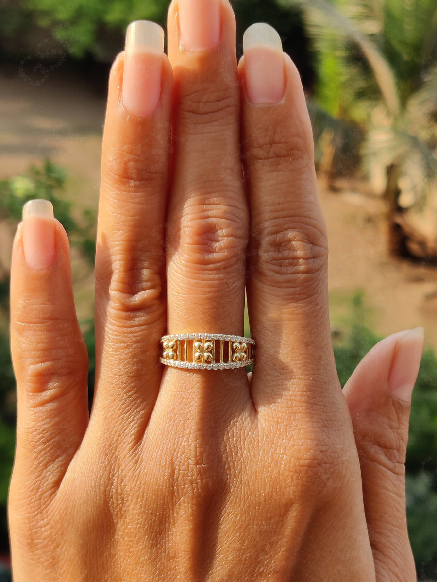 Elegant Unique Dainty Gold Anniversary Ring - Silver and Gold Stackable Beauty - Moissanite Stacking Ring, Perfect Minimal Gift and Promise Minimalist Ring