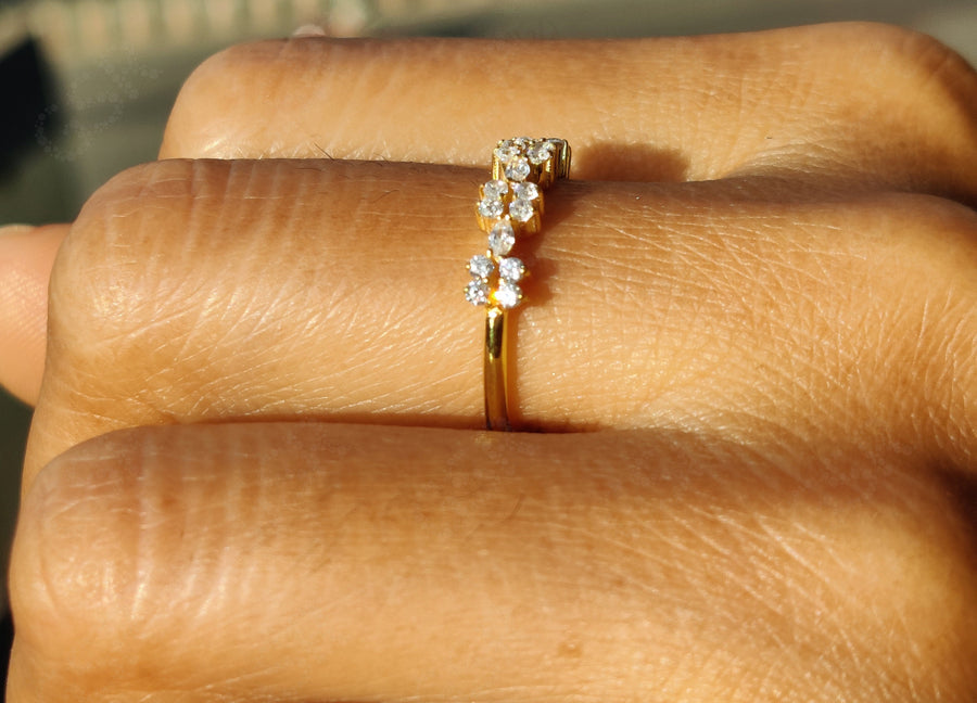 Elegant Stacking Ring - Marquise & Round Moissanite Band