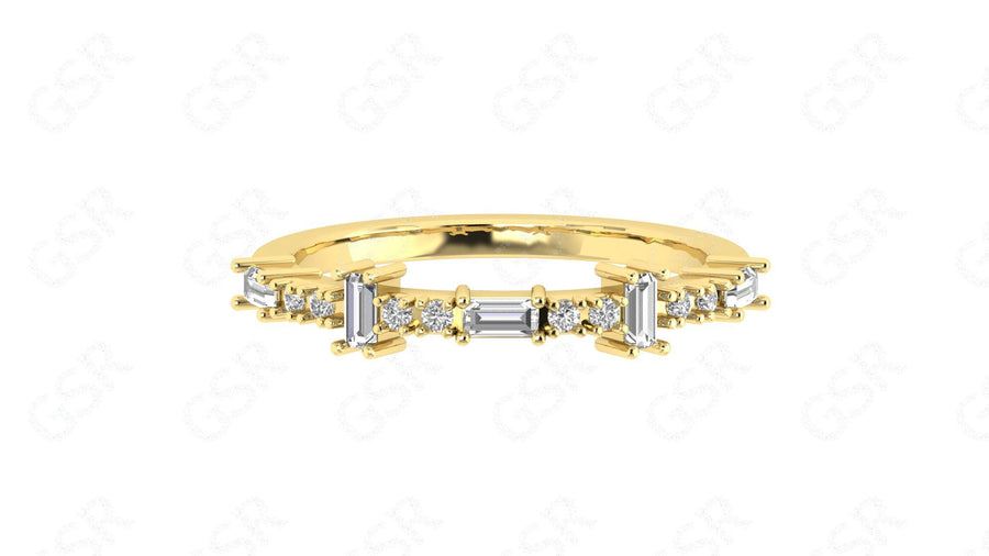 Minimal Moissanite Ring - Dainty Stacking Silver and Gold Band