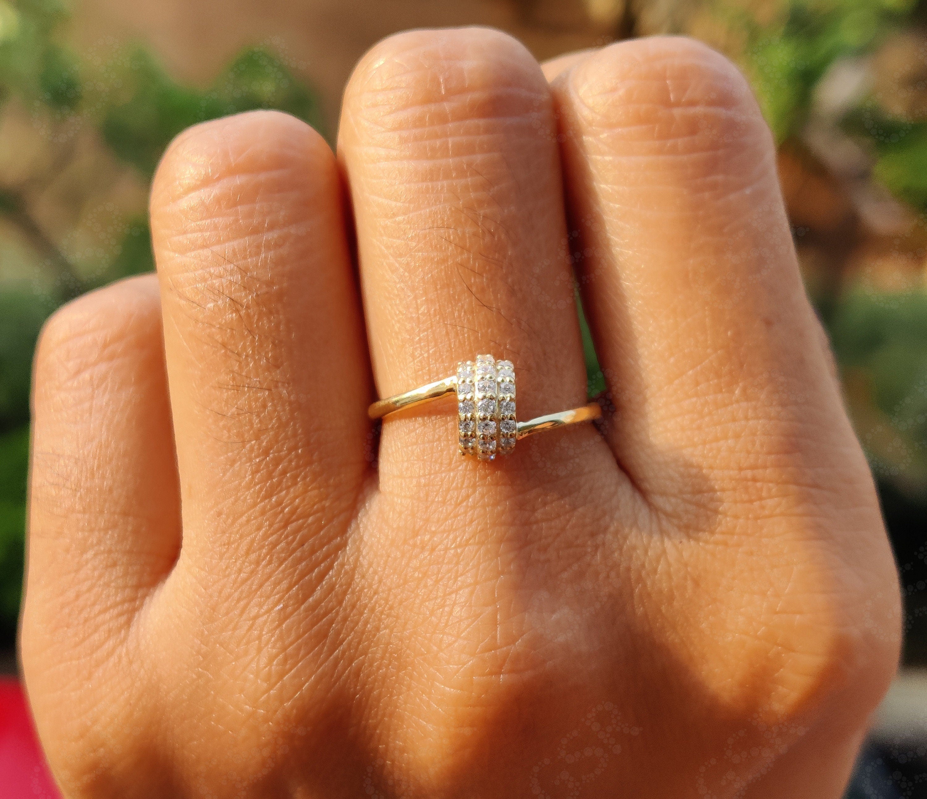 Elegant Unique Dainty Gold Delicate Ring - Silver and Solid Gold Stackable Beauty - Moissanite Stacking Ring, Perfect Minimal Gift and Promise Minimalist Ring