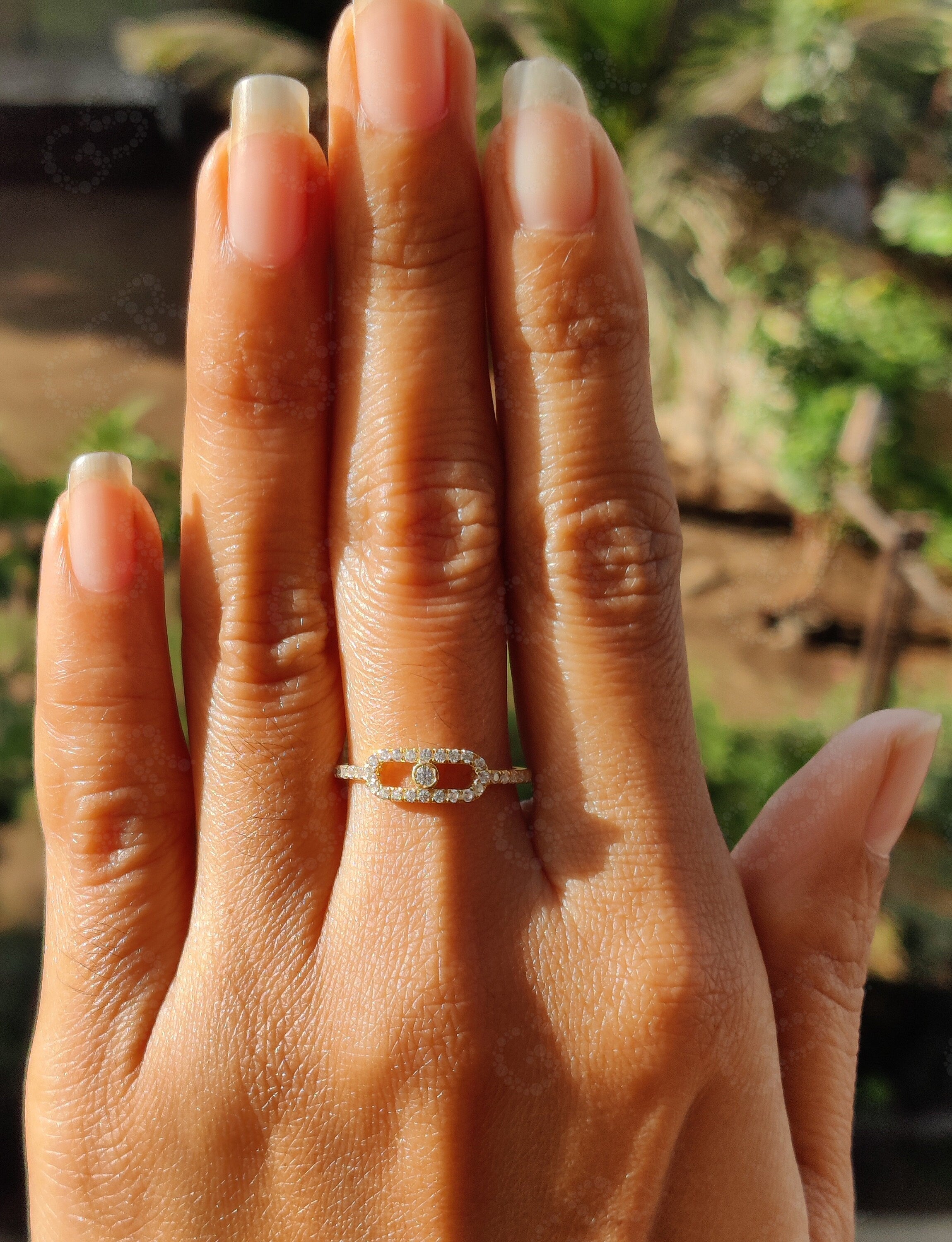 Modern Minimalist Moissanite Ring - Silver and Gold Stackable Promise Ring