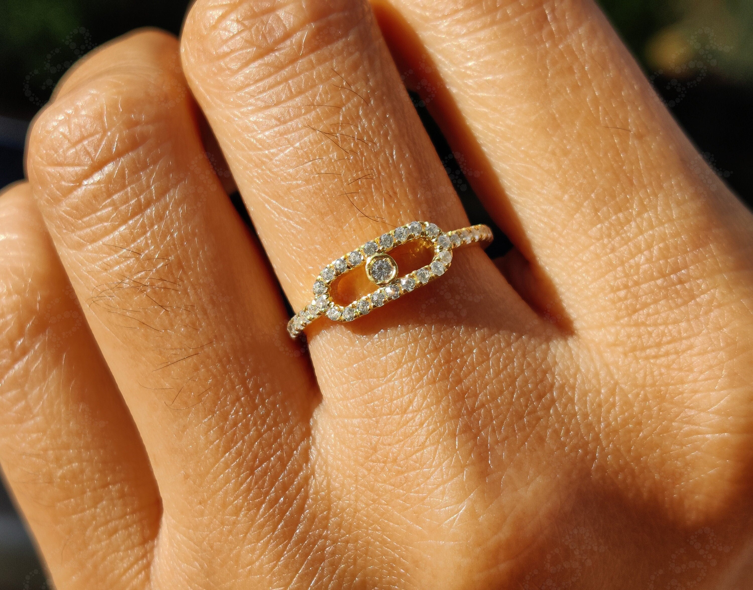 Modern Minimalist Moissanite Ring - Silver and Gold Stackable Promise Ring