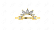 Curved Wedding Band: Pear Moissanite Nesting Elegance - Silver and Gold Stackable Ring - Crown Style Matching Band