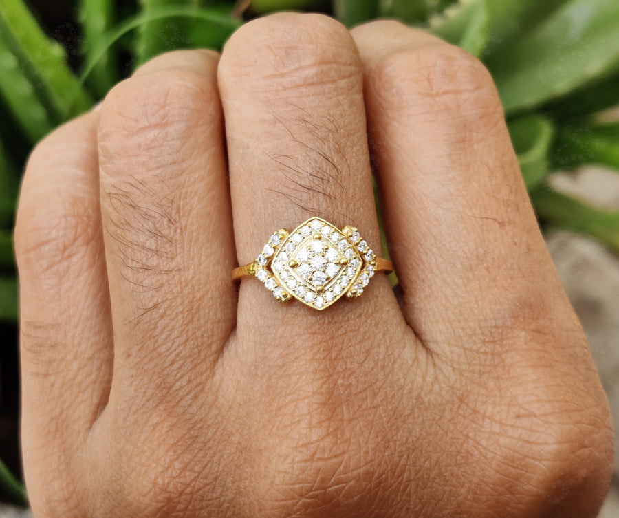 Radiant Moissanite Gold Stacking Ring – A Cushion of Elegance in Silver and Gold