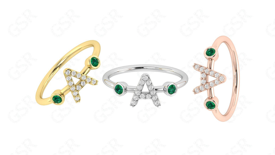 Cherish Moments with a Personalized Initial Birthstone Ring – Perfect for Mom and Women. Admire the Beauty of a Silver and Gold Dainty Gemstone Ring with an Adjustable Letter Design