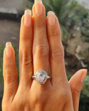 Pear Shaped Solitaire Moissanite Engagement Ring, Bezel Set Teardrop Anniversary Ring, Pear Moissanite, Sterling Silver, Gift for Her