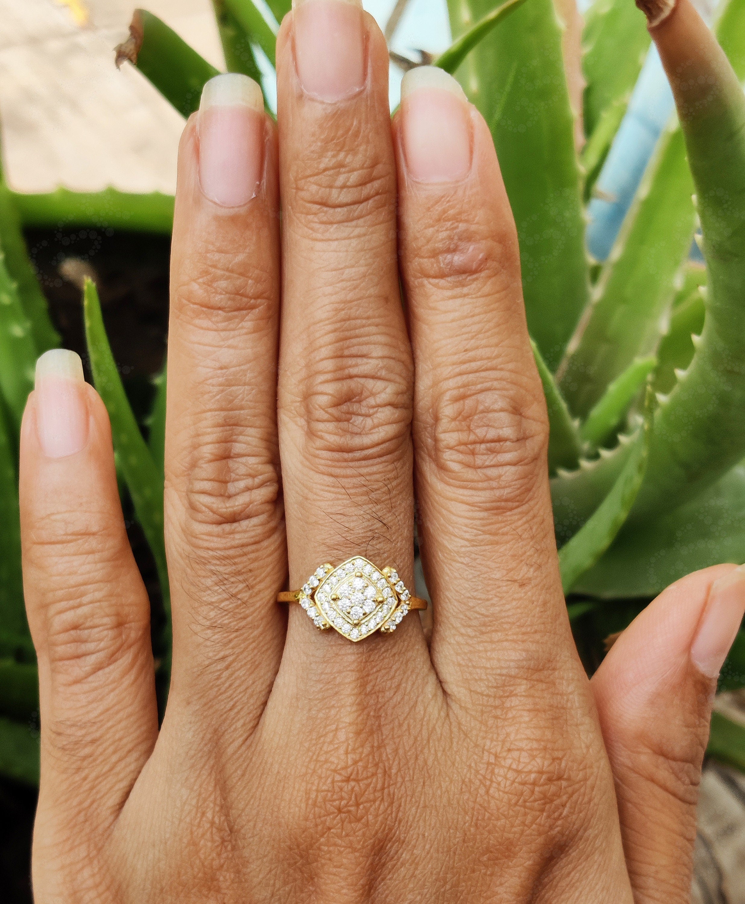 Radiant Moissanite Gold Stacking Ring – A Cushion of Elegance in Silver and Gold