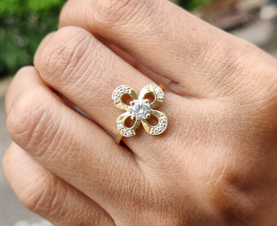 Nature-Inspired Floral Stackable Ring in Silver and Gold - Perfect Promise or Anniversary Gift for Her