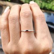 Timeless Beauty: Black Baguette Diamond Stacking Ring - A Minimalist Diamond Birthstone Ring for Women