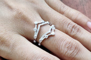 Ring Jacket Vintage, V-Shaped Wedding Ring, Double Chevron Ring, Ring enhancers and wraps, 14K Gold Moissanite ring enhancer, Women's Ring