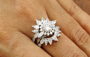  Round Marquise & Pear Moissanite Vintage Bridal Ring Set, Women Enhancer Wrap Wedding Ring