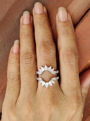 Crown Enhancer Wedding Ring Band, Vintage Women Enhancer Wrap Wedding Ring