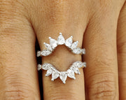 Vintage Women Enhancer Wrap Wedding Ring, Round Pear & Marquise Moissanite Wrap Enhancer Wedding Ring