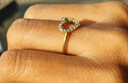 Heartfelt Hollow Heart Ring: Silver and Gold Moissanite Love in a Dainty Design