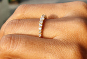 Graduated Moissanite Anniversary Ring in Silver and Gold - Simple and Elegant Wedding Band for Her