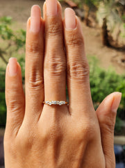 Cluster Moissanite Minimal Ring - Silver and Yellow Gold Stackable Dainty Promise Ring for Her