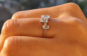 Five-Stone Baguette Moissanite Engagement Ring: A Minimalist Masterpiece in Silver and Gold for Your Special Anniversary