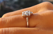 6 Stone Flower Cluster Moissanite Ring - Round Floral Engagement Ring in Silver and Gold - Minimalist Dainty Wedding Ring