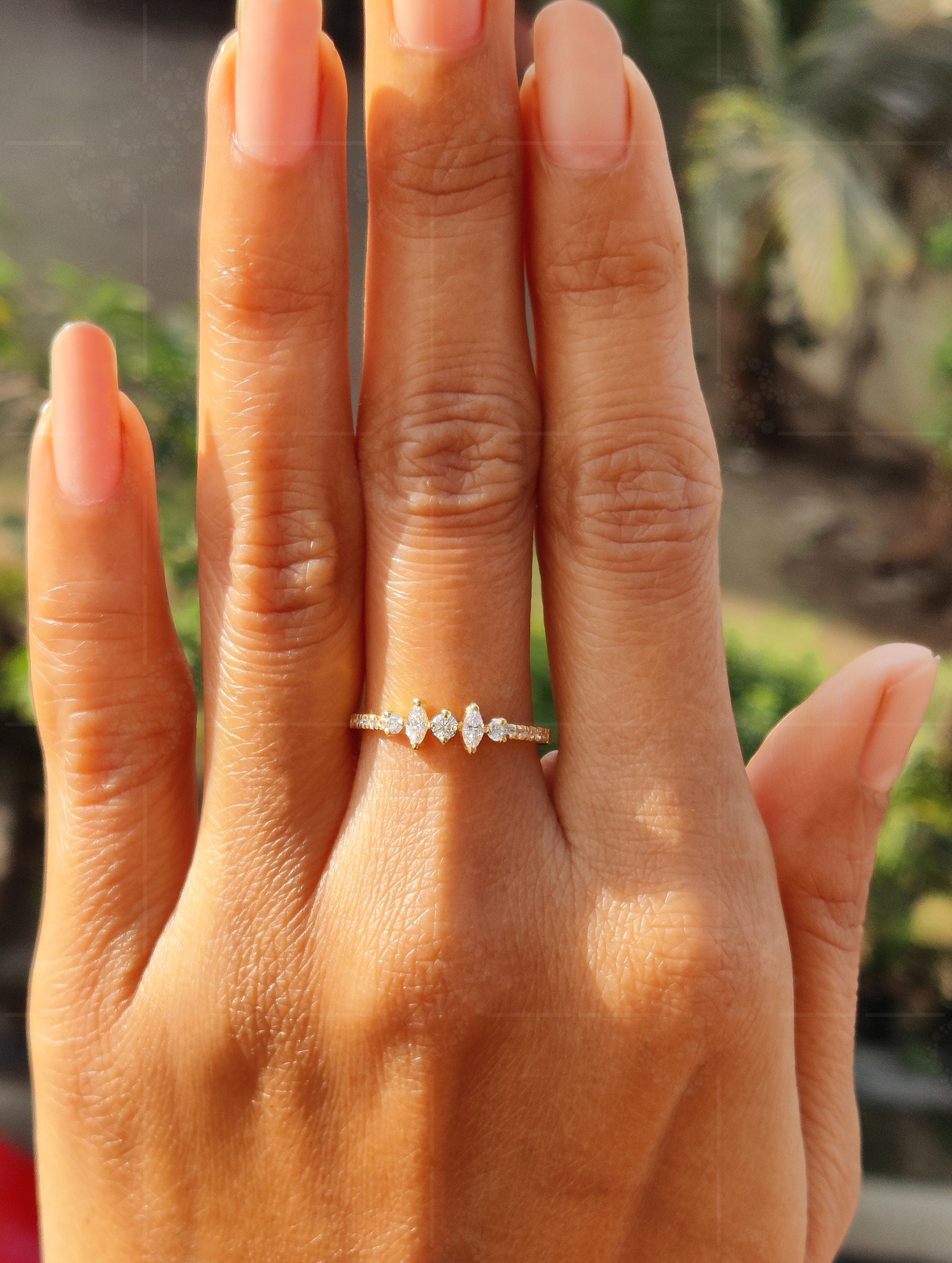 Timeless Elegance: Silver and Gold Dainty Stacking Ring, the Perfect Stackable Wedding Ring with Moissanite Sparkle, a Minimalist Promise of Love and a Beautiful Gift for Her