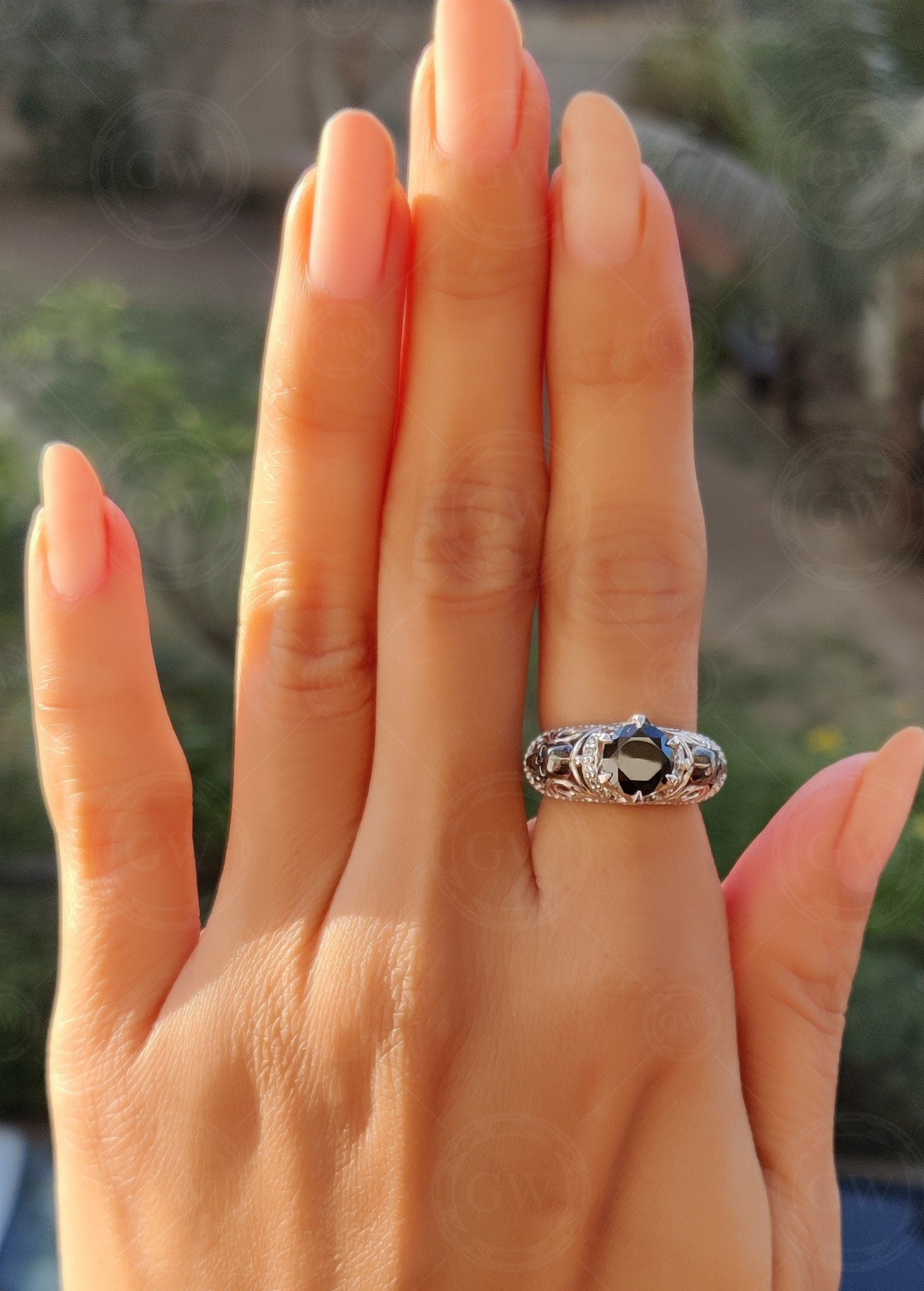 Gothic Skull Vintage Engagement Ring / Art Deco Skull Ring / Nature Inspired Skull Ring / Skull Ring For Women / Sterling Silver Skull Ring
